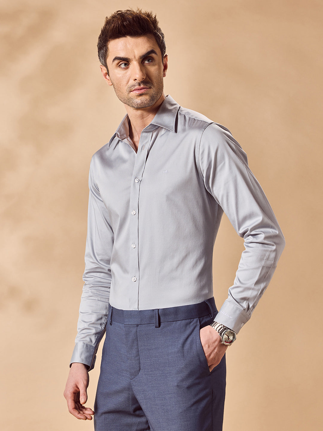 Aldeno Men Grey Formal Shirt (LEROY)