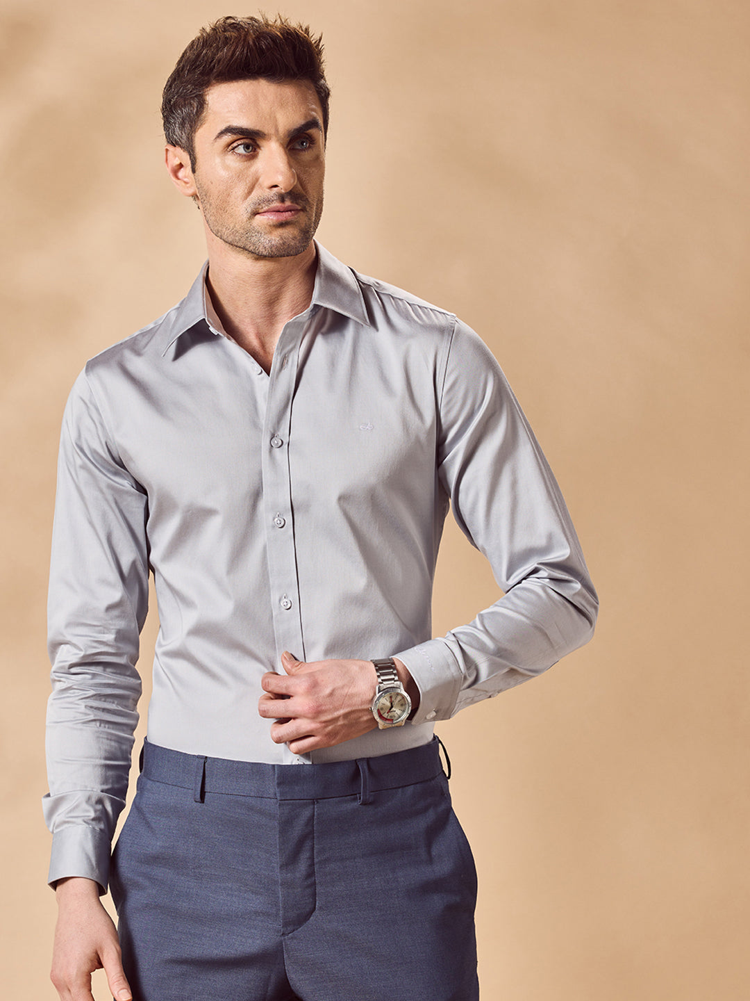 Aldeno Men Grey Formal Shirt (LEROY)