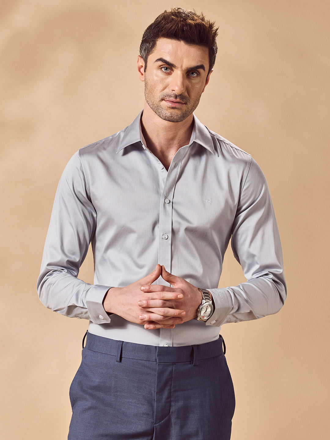 Aldeno Men Grey Formal Shirt (LEROY)