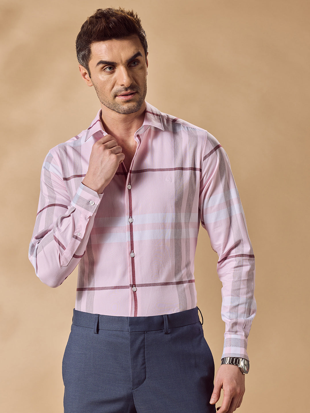 Aldeno Men Pink Formal Shirt (XAVIN)