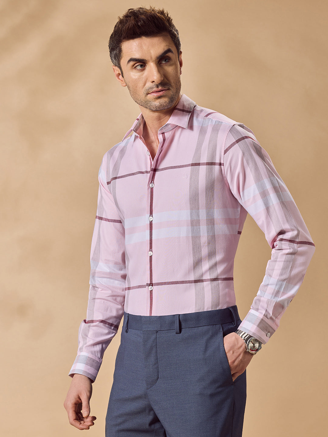 Aldeno Men Pink Formal Shirt (XAVIN)