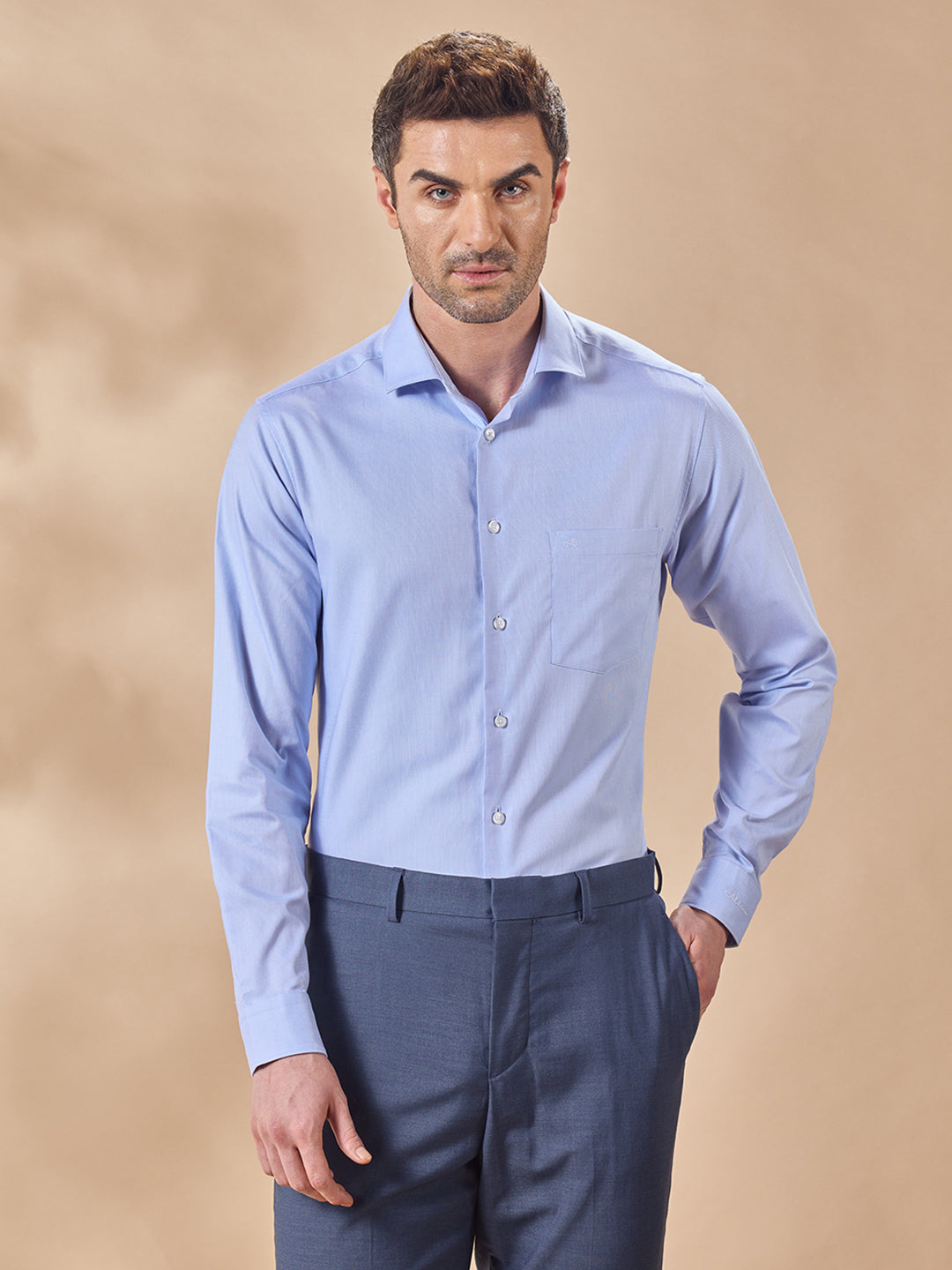 Aldeno Men Blue Semi Formal Shirt (RUDI)