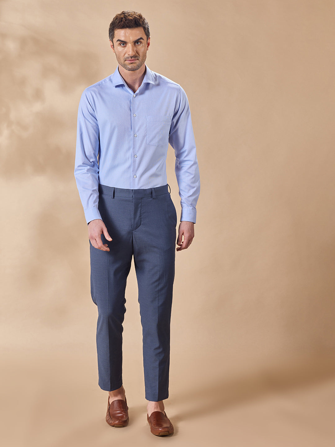 Aldeno Men Blue Semi Formal Shirt (RUDI)