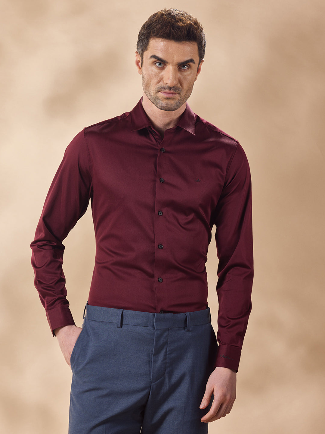 Aldeno Men Maroon Formal Shirt (NETHAN)