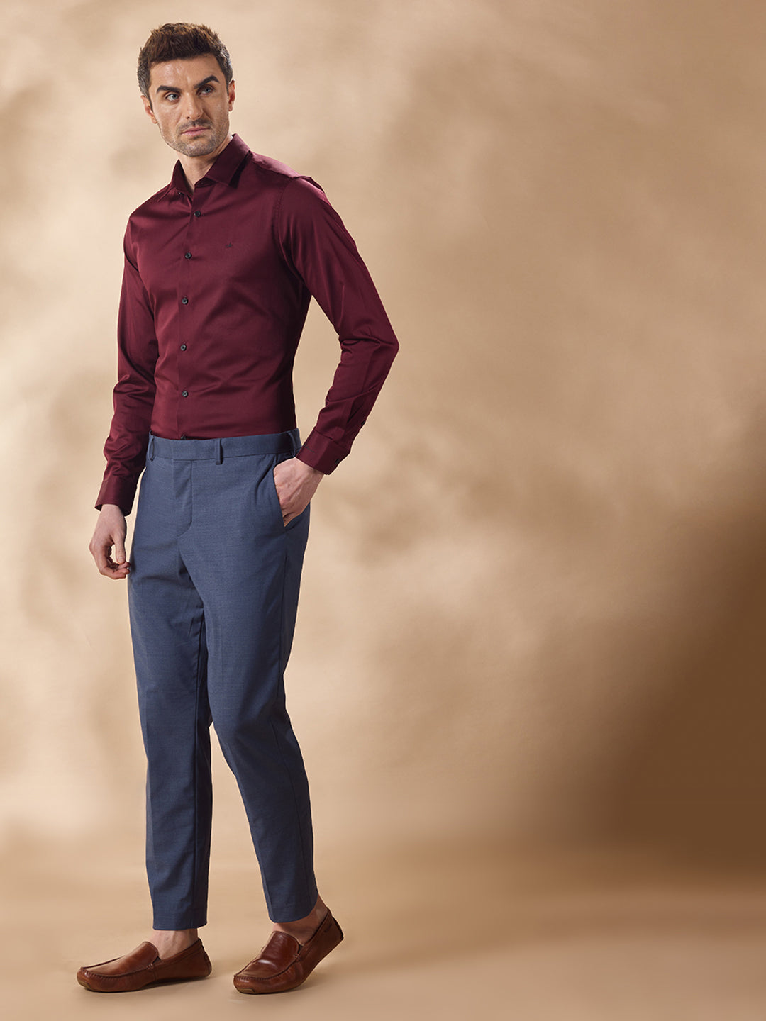 Aldeno Men Maroon Formal Shirt (NETHAN)