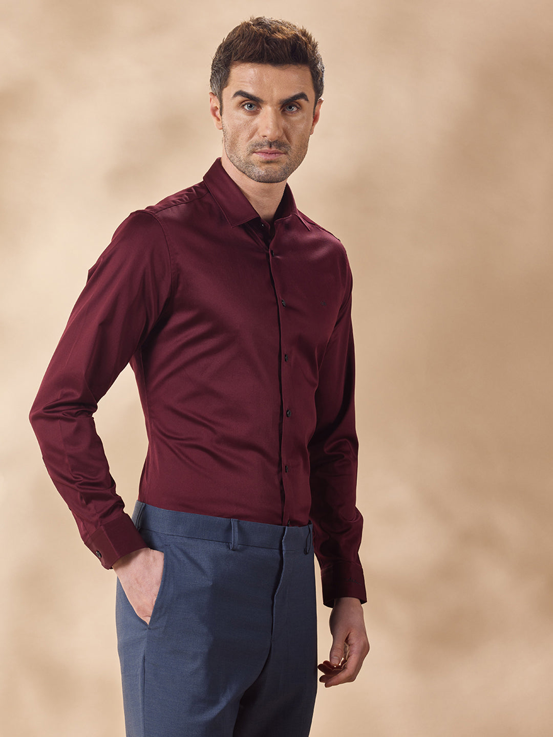 Aldeno Men Maroon Formal Shirt (NETHAN)