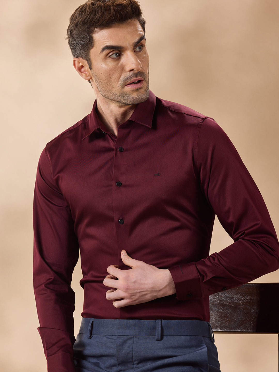 Aldeno Men Maroon Formal Shirt (NETHAN)