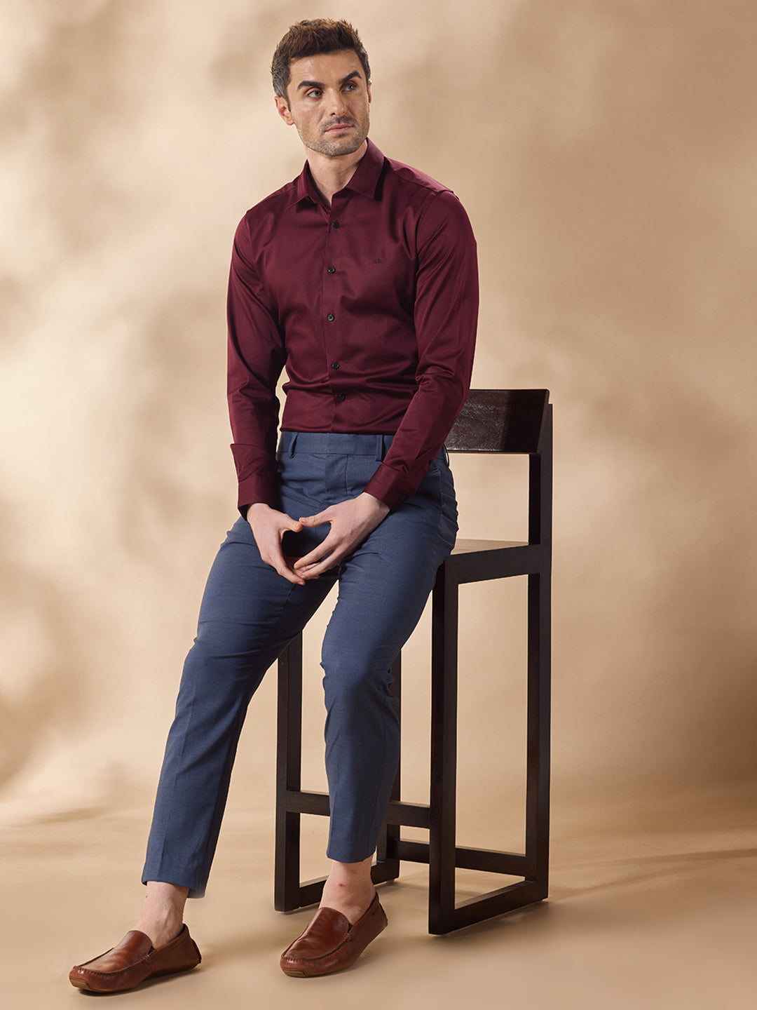 Aldeno Men Maroon Formal Shirt (NETHAN)