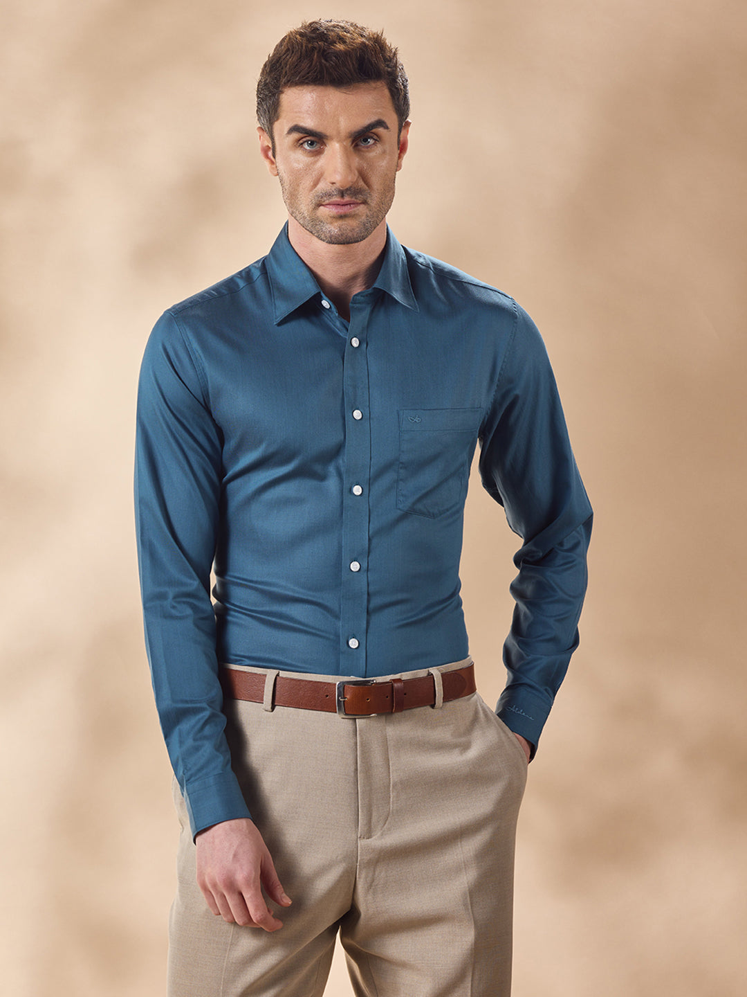 Aldeno Men Blue Formal Shirt (CREO)