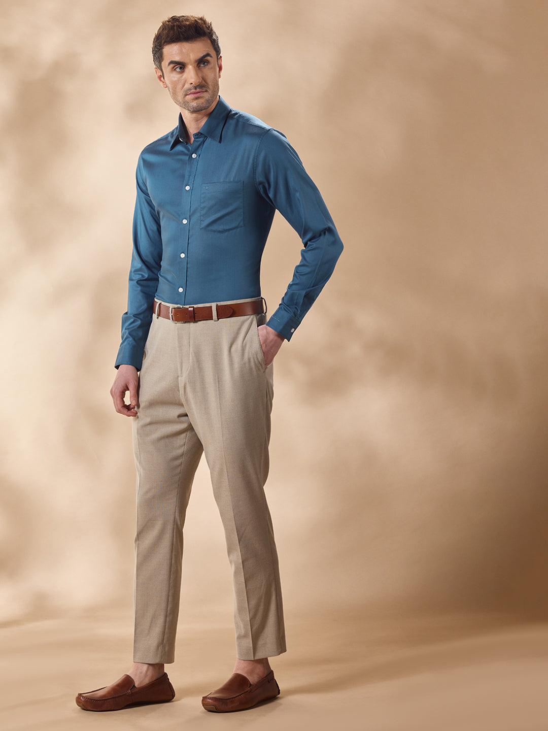 Aldeno Men Blue Formal Shirt (CREO)