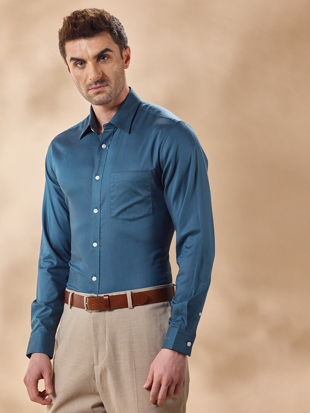 Aldeno Men Blue Formal Shirt (CREO)