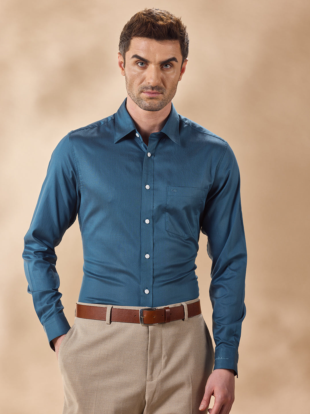 Aldeno Men Blue Formal Shirt (CREO)