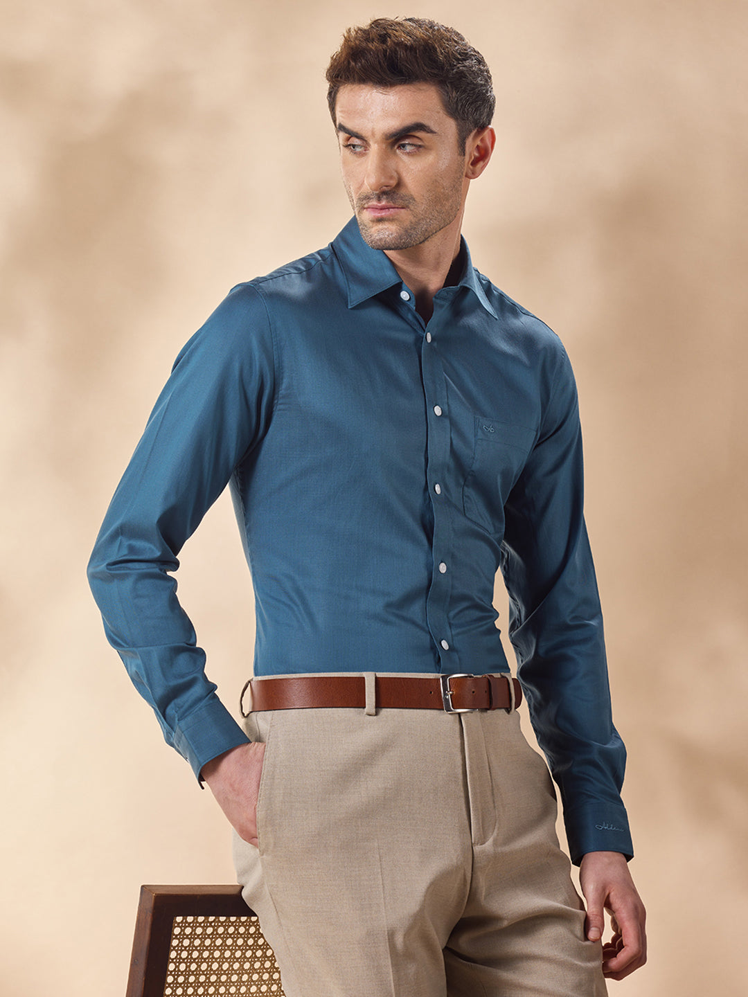 Aldeno Men Blue Formal Shirt (CREO)