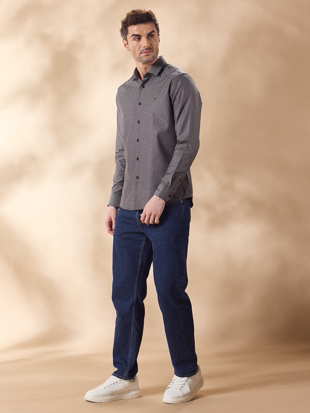 Aldeno Men Grey Formal Shirt (CREW)