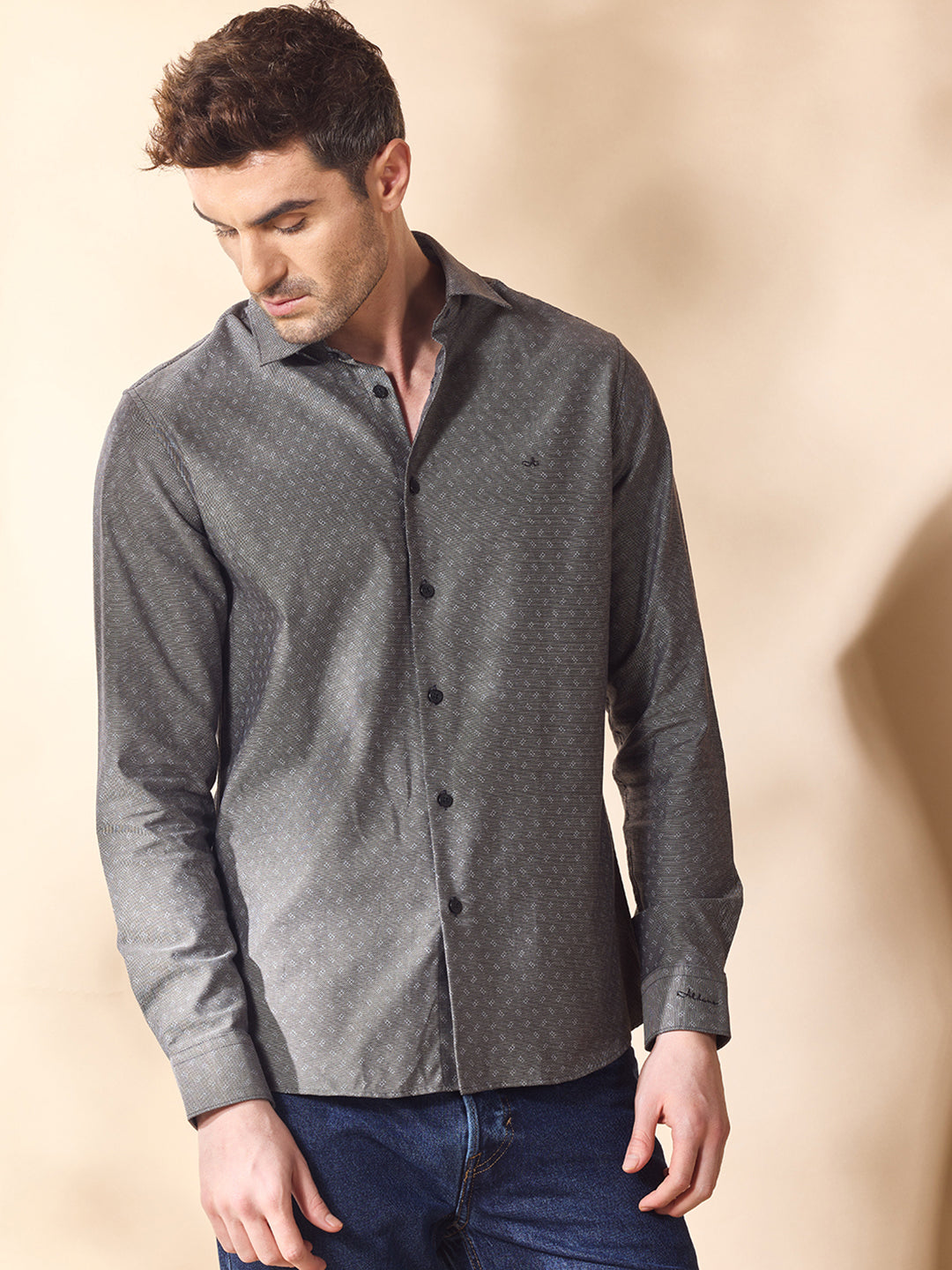 Aldeno Men Grey Formal Shirt (CREW)