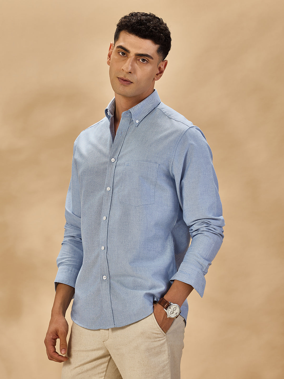 Aldeno Men Blue Formal Shirt (CRUDE)