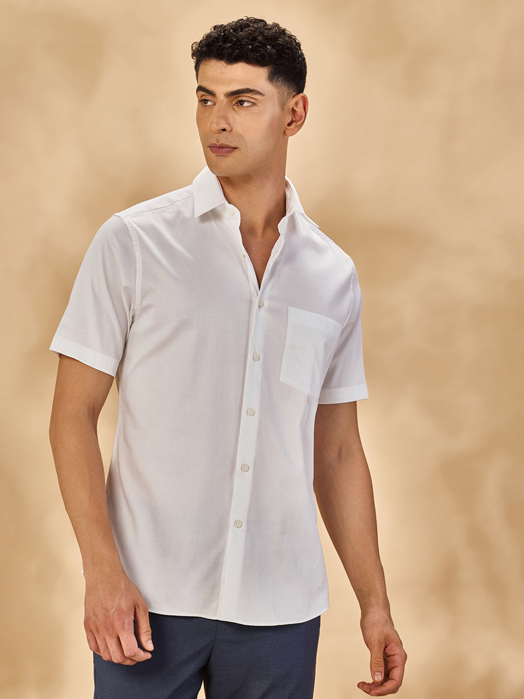 Aldeno Men Solid Formal White Shirt (SAIWT)