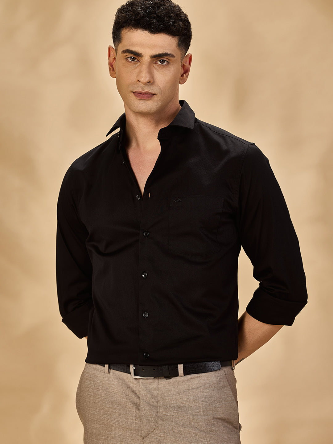 Aldeno Men Solid Formal Black Shirt (SLADE)