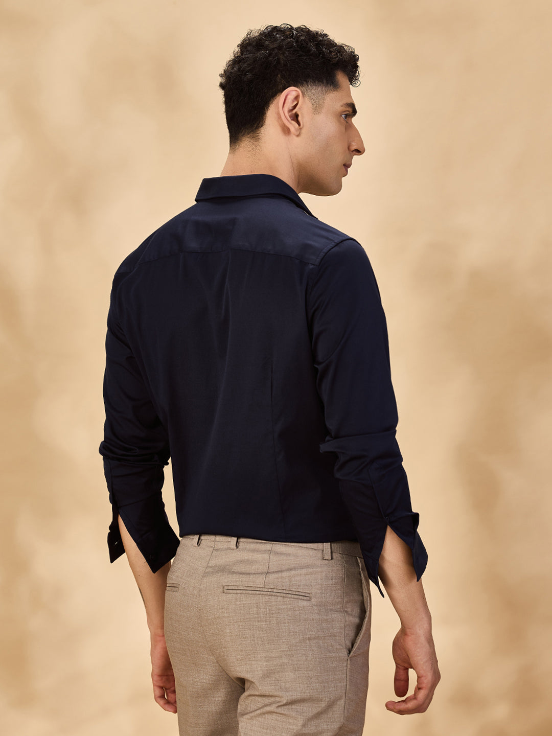 Aldeno Men Solid Formal Navy Shirt (SANAV)