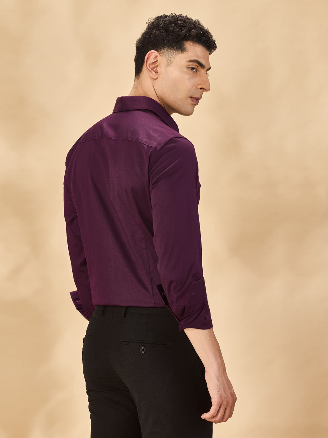 Aldeno Men Solid Formal Burgundy Shirt (SABOG)