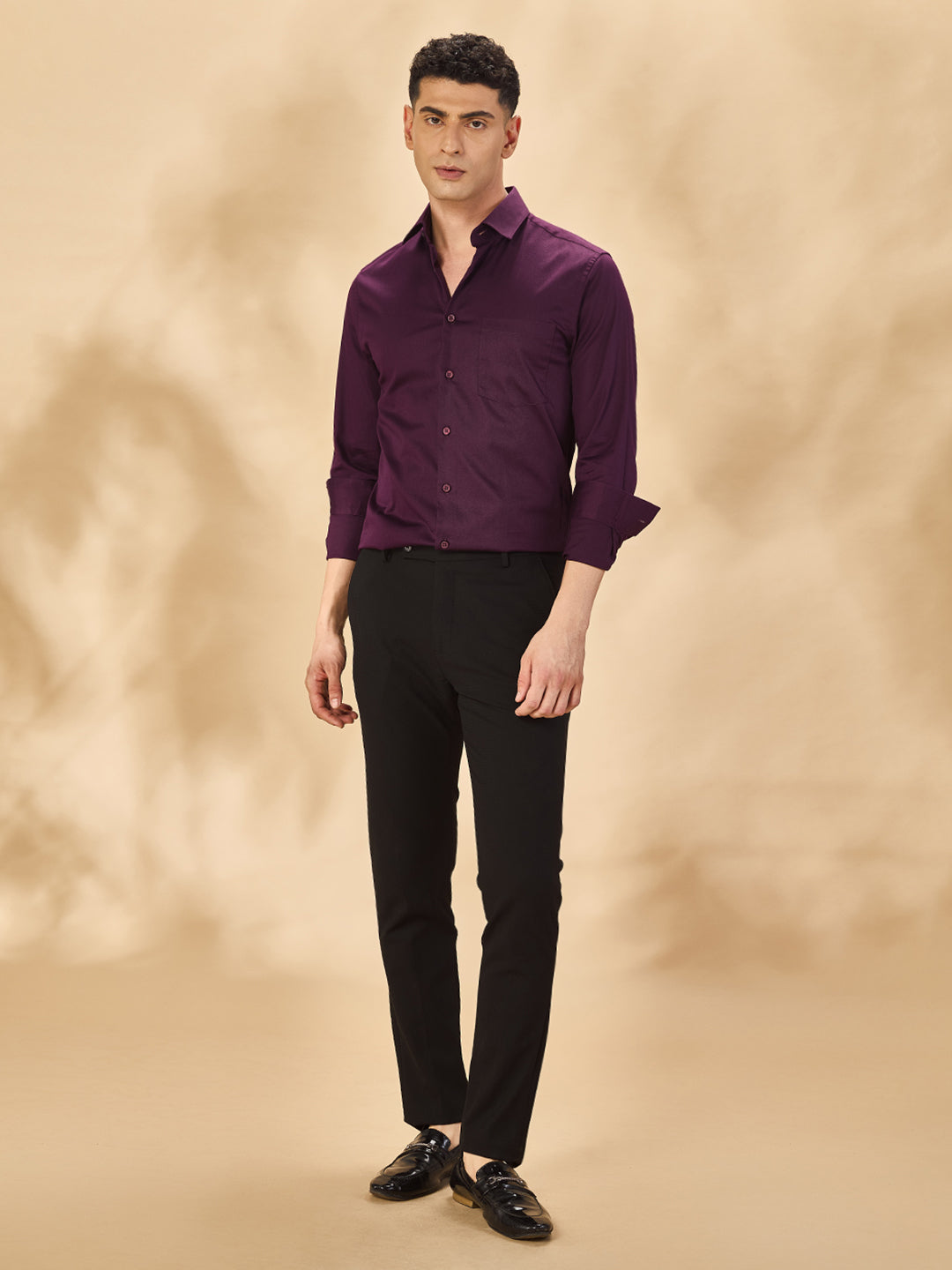 Aldeno Men Solid Formal Burgundy Shirt (SABOG)