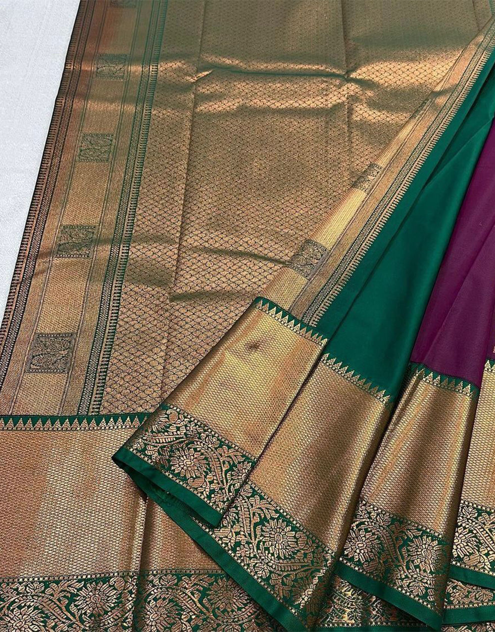 Dark Purple Banarasi Soft Silk Saree With  Weaving Border