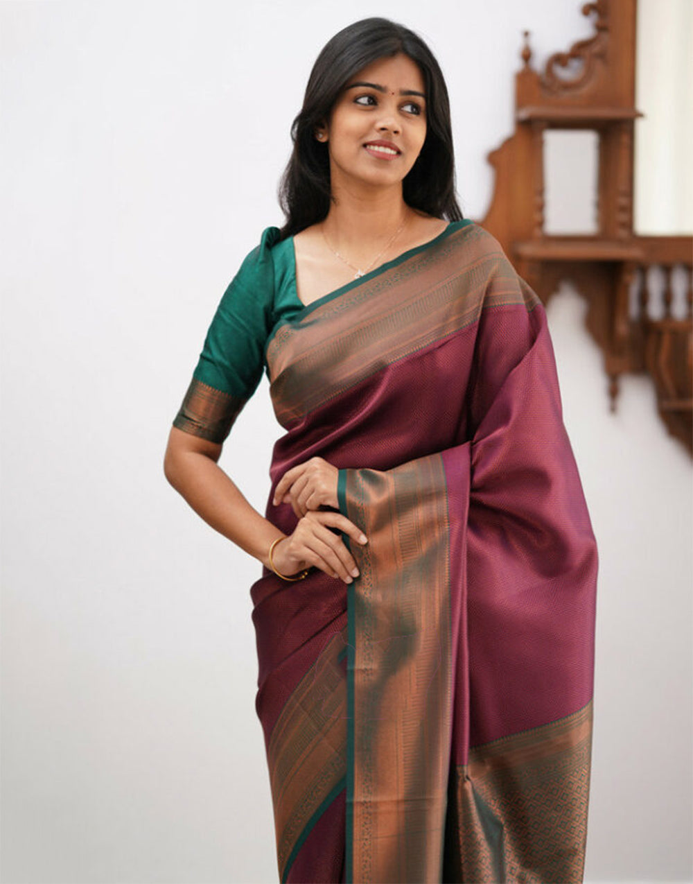 Dark Maroon Banarasi Soft Silk Saree With Zari Weaving Work