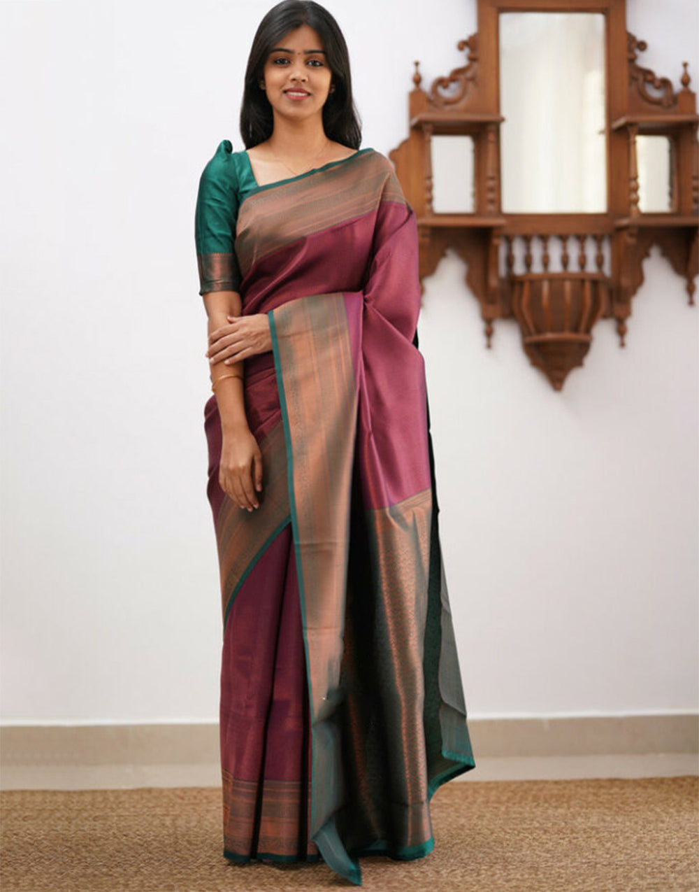 Dark Maroon Banarasi Soft Silk Saree With Zari Weaving Work