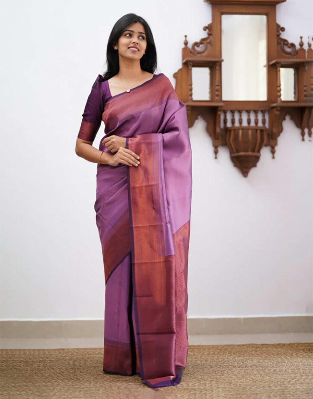 Light Purple Banarasi Soft Silk Saree With Zari Weaving Work