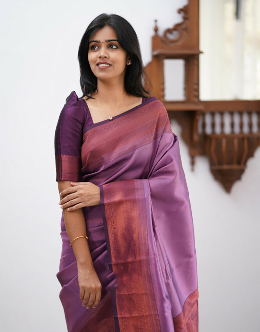 Light Purple Banarasi Soft Silk Saree With Zari Weaving Work