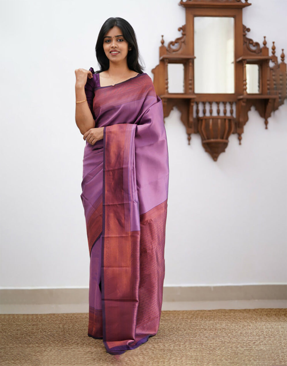 Light Purple Banarasi Soft Silk Saree With Zari Weaving Work