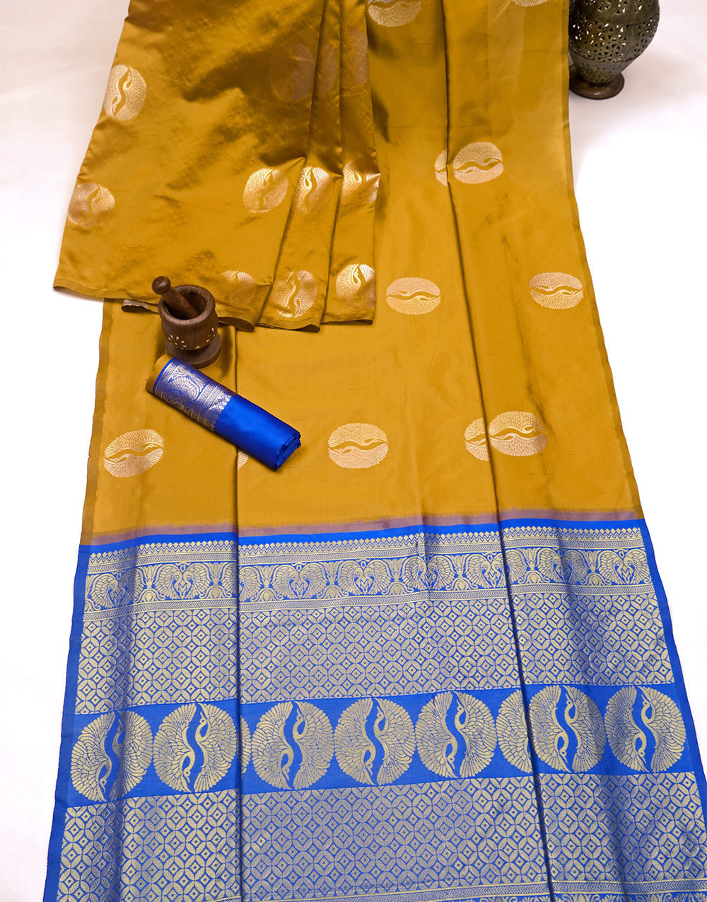 Mustard Yellow Banarasi Silk Saree With Zari Weaving Work