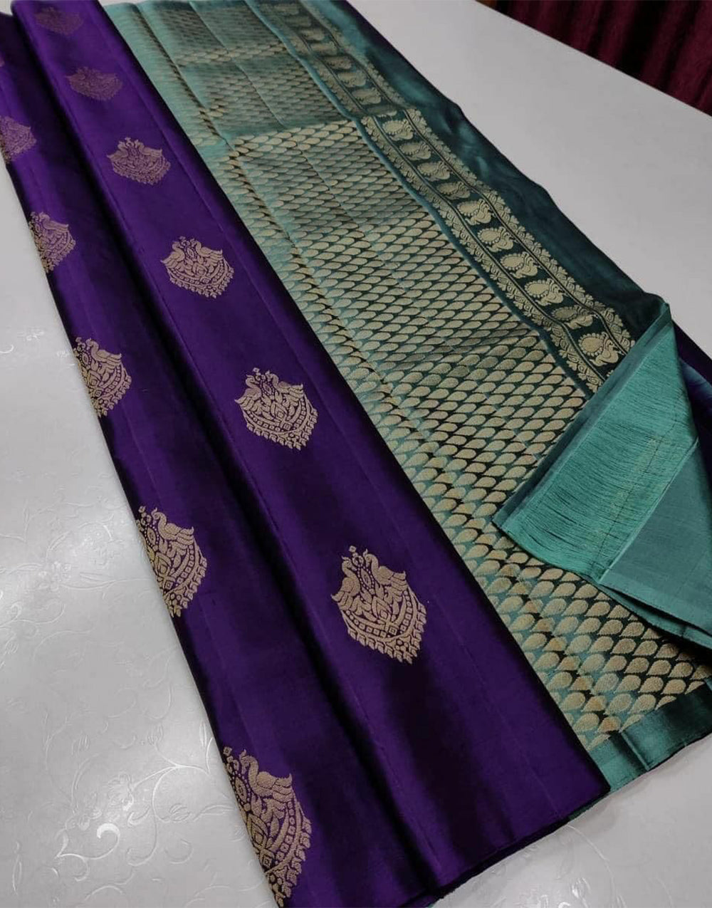 Byzantine Purple Banarasi Soft Silk Saree With Weaving Work