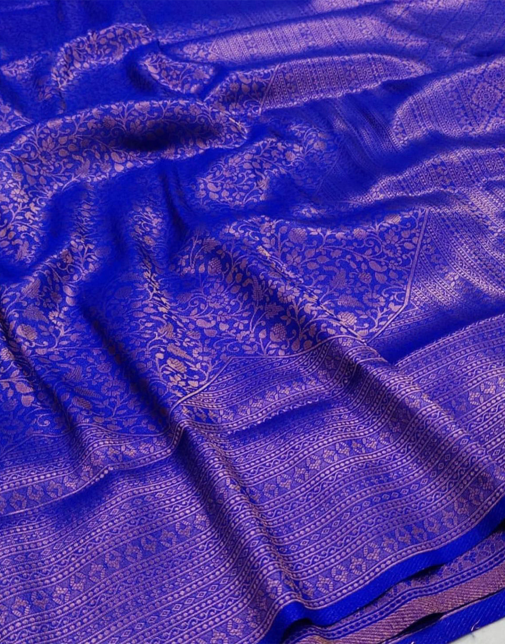 Berry Blue Banarasi Silk Saree With Zari Weaving Work