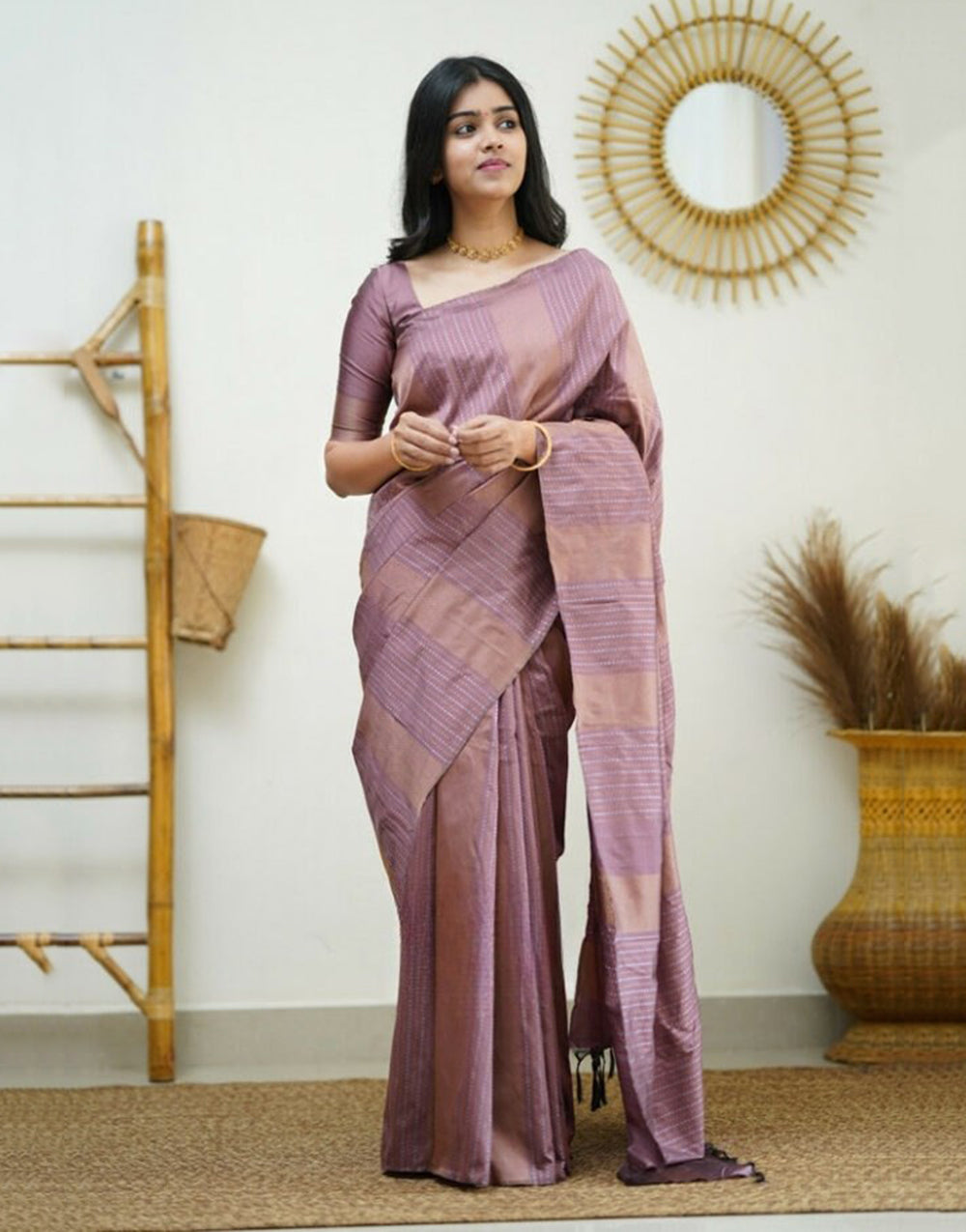 Brown Banarasi Silk Saree With Zari Weaving Work