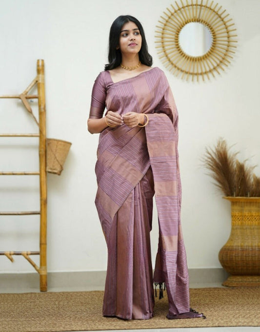 Brown Banarasi Silk Saree With Zari Weaving Work