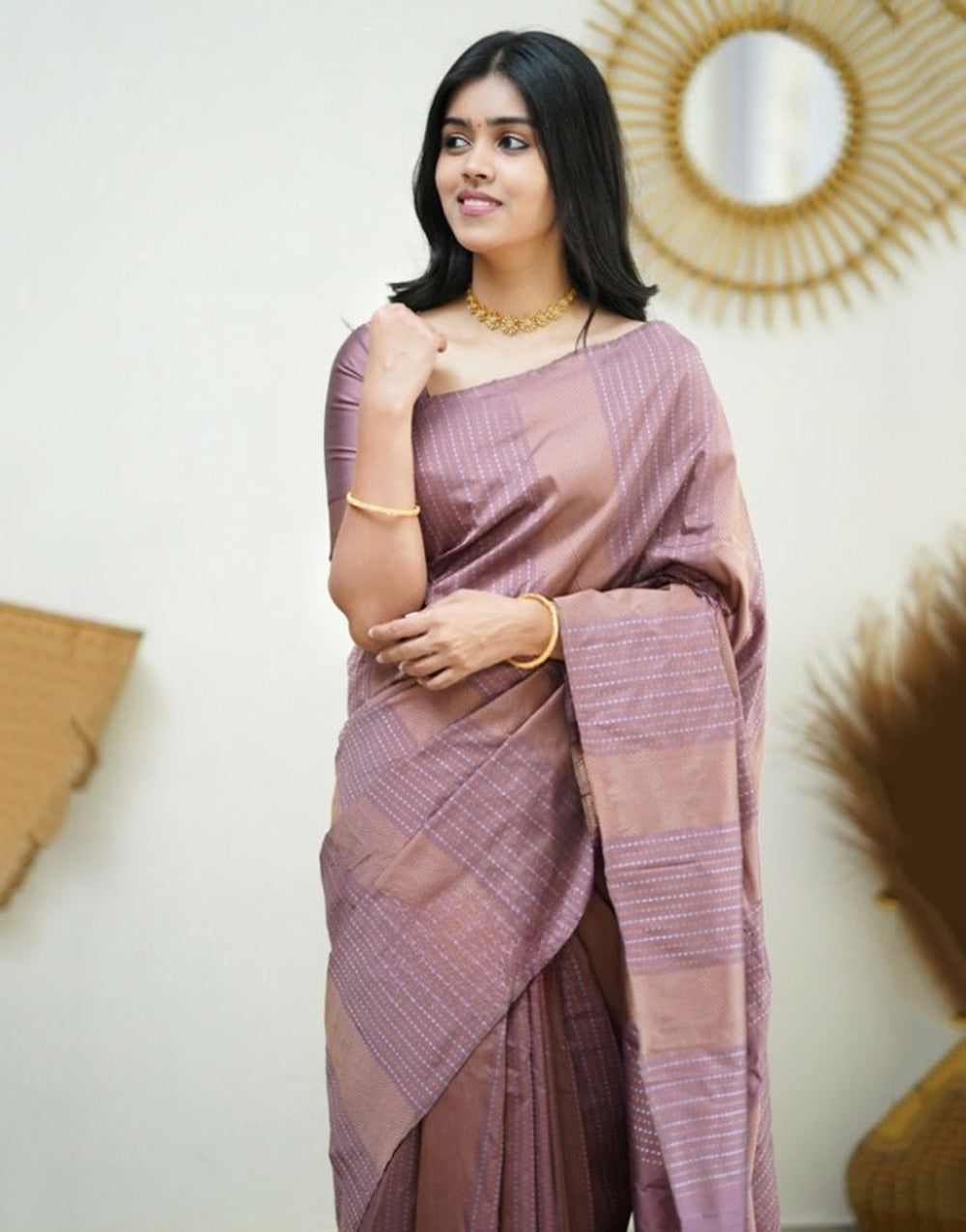 Brown Banarasi Silk Saree With Zari Weaving Work