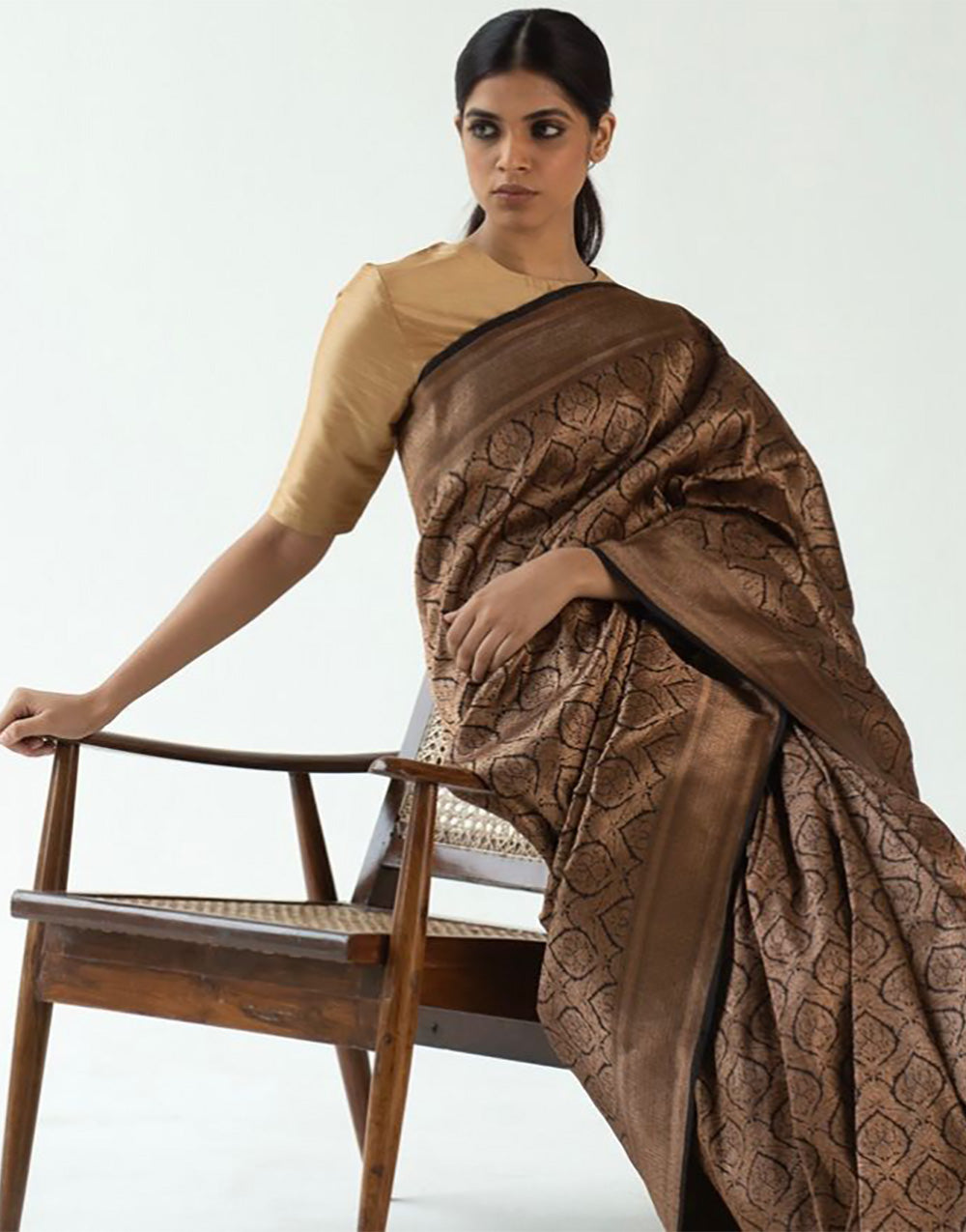 Brown Banarasi Silk Saree With Weaving Work