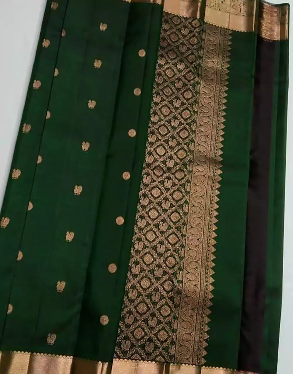 Dark Green Colour Banarasi Soft Silk Saree