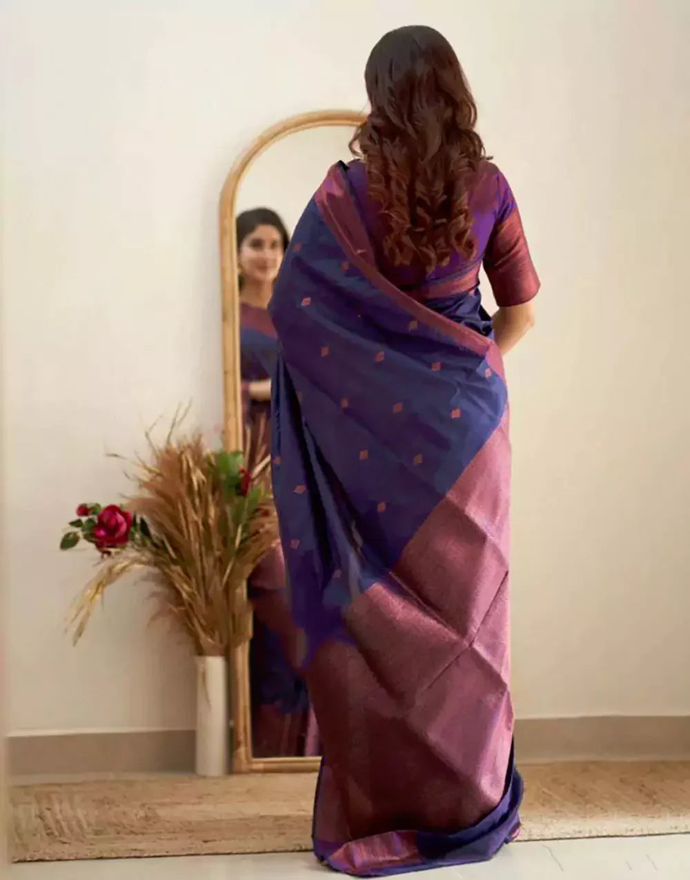 Fancy Purple Banarasi Soft Silk Saree