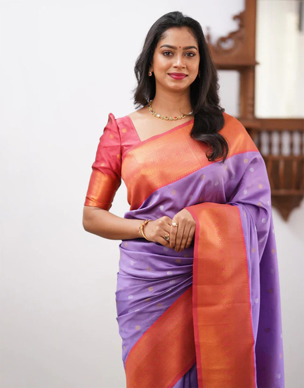 Lavender Banarasi Soft Silk Saree With Weaving Work