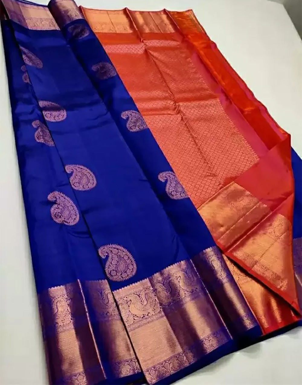 Midnight Blue Banarasi Soft Silk Saree With Weaving Work