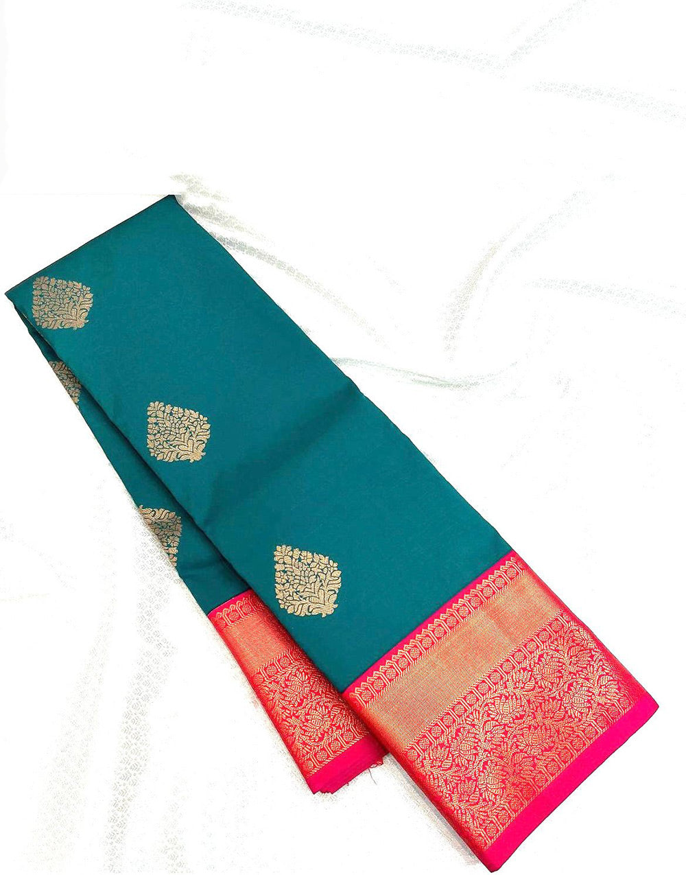 Cyan Blue Banarasi Soft Silk Saree With Zari Weaving Work