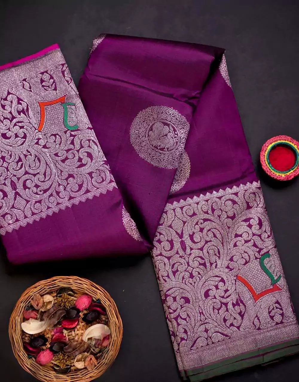 Beautiful Magenta Colour Banarasi Soft Silk Saree