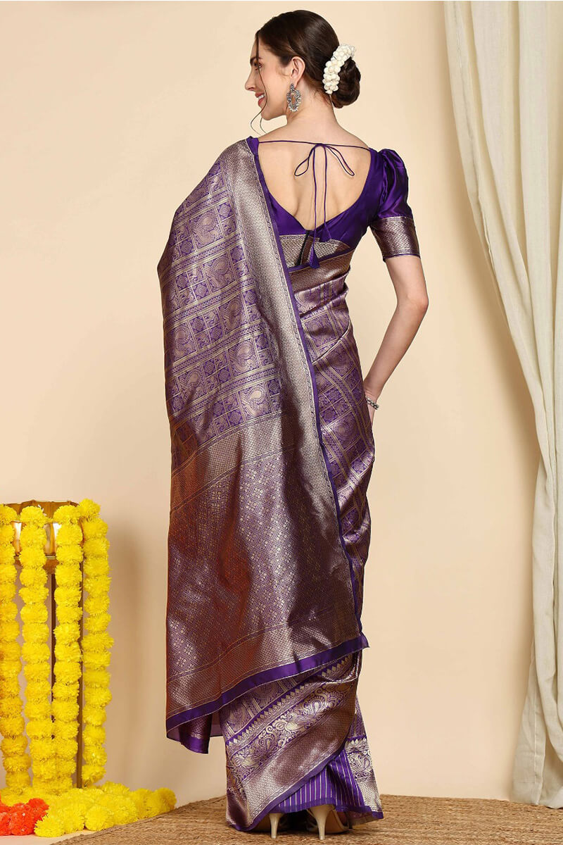 Gratifying Royal Blue Soft Silk Saree With Impressive Blouse Pieced