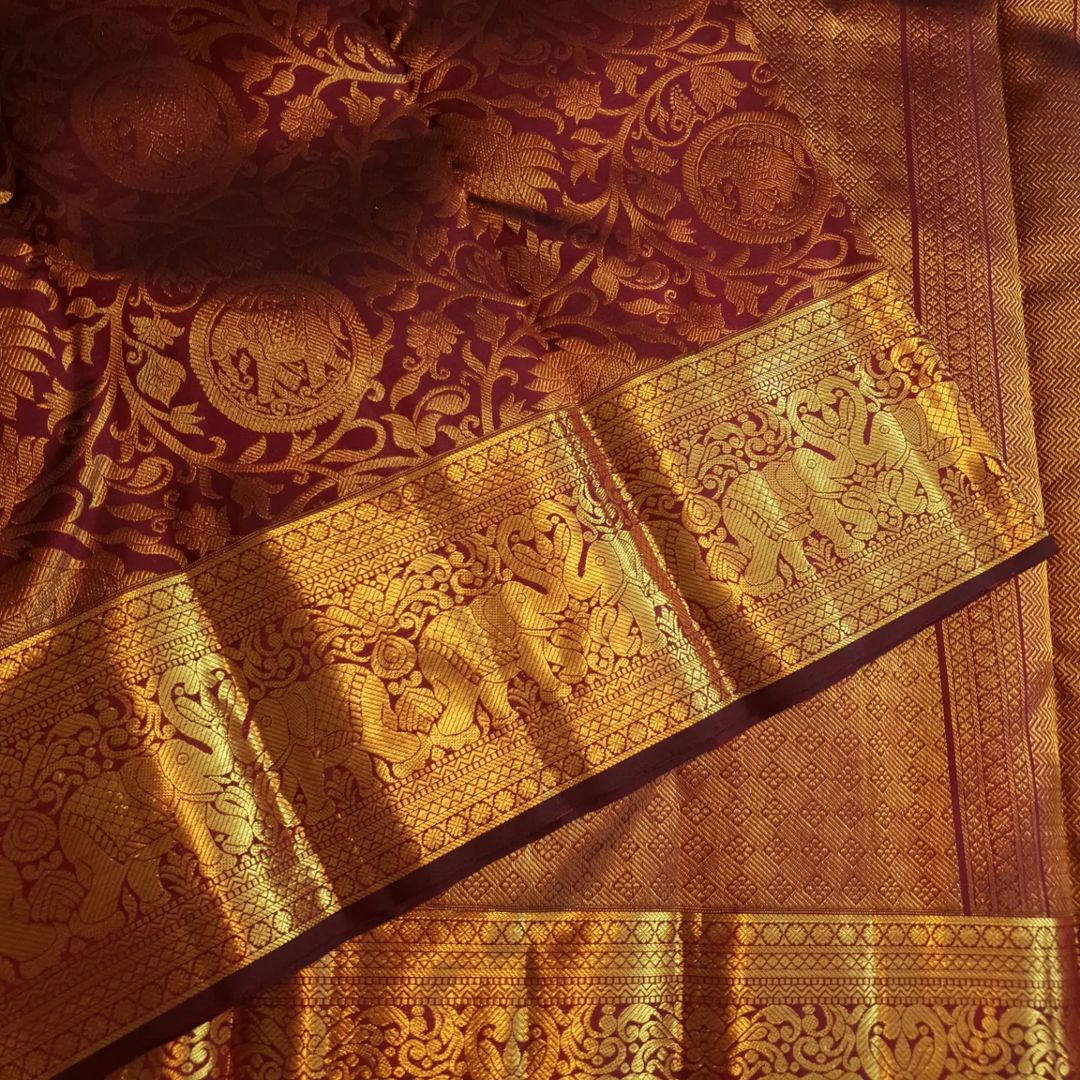 Lovely Wine Soft Banarasi Silk Saree With Precious Blouse Piece