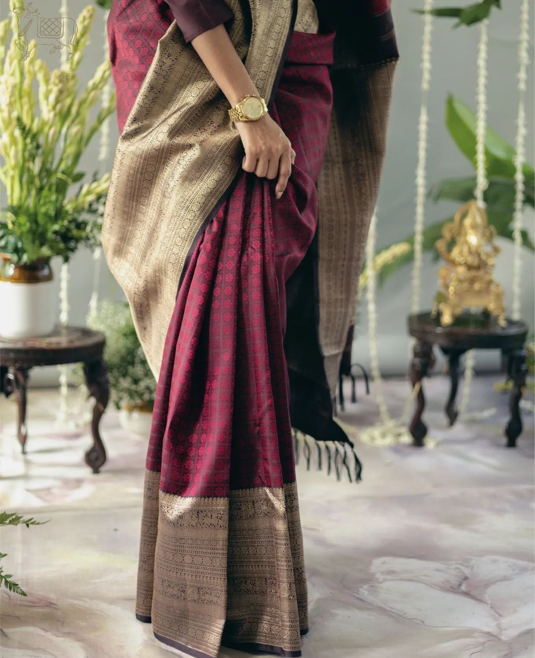 Beautiful Wine Soft Silk Saree With Precious Blouse Piece