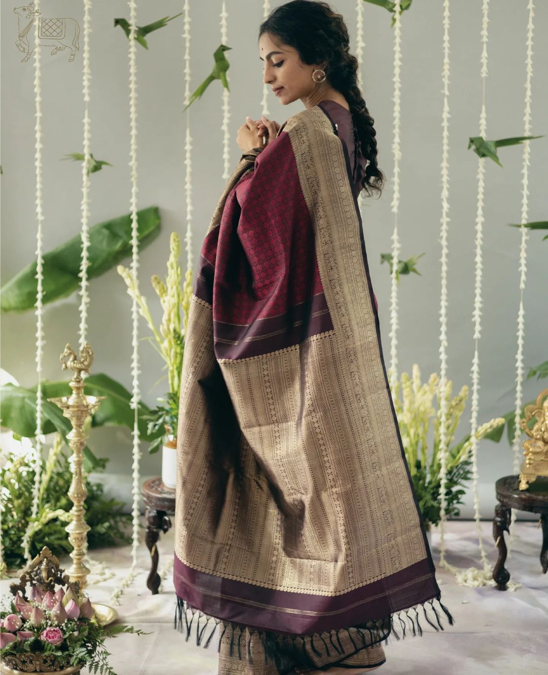 Beautiful Wine Soft Silk Saree With Precious Blouse Piece