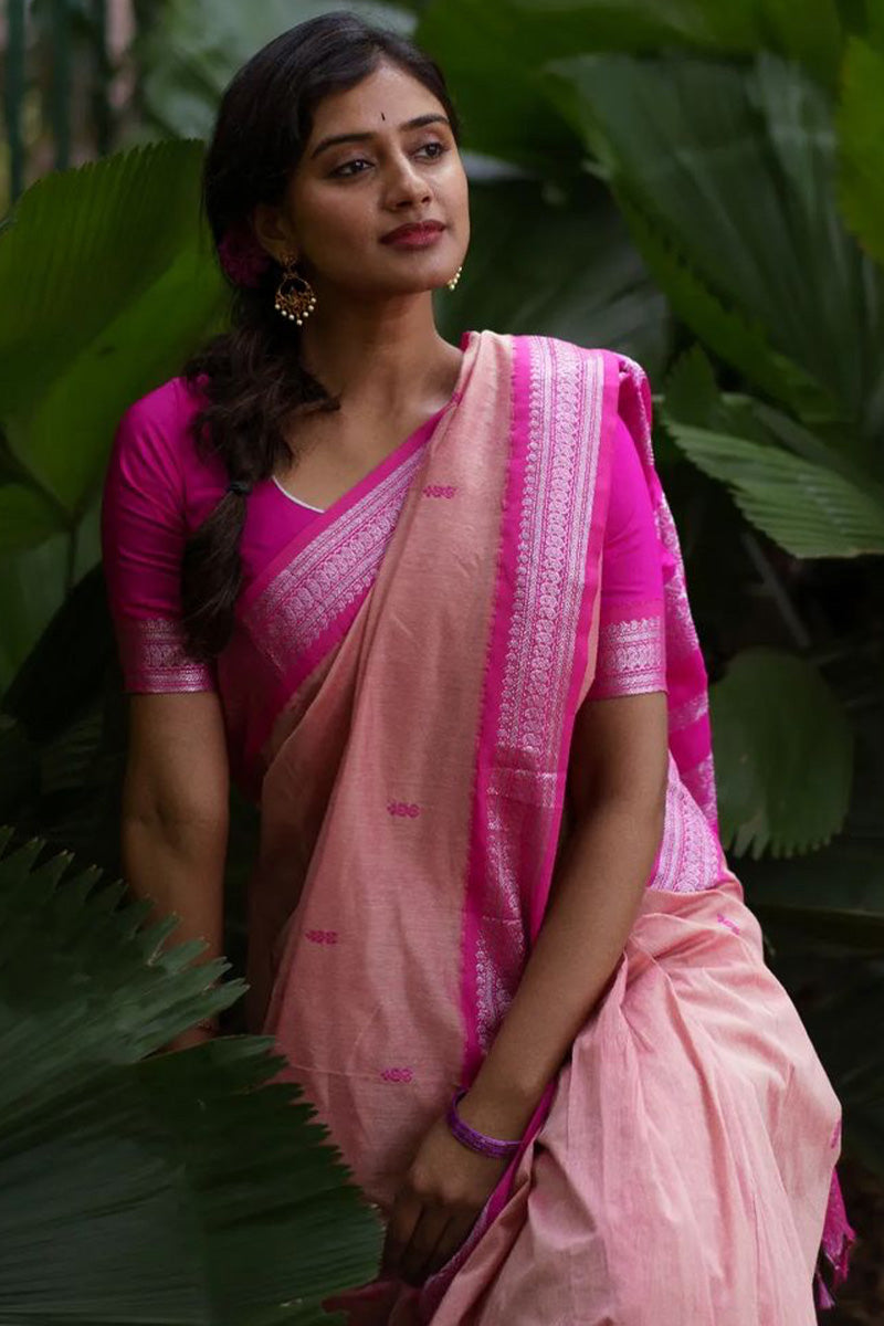 Fancifull Pink Soft Silk Saree With Prettiest Blouse Piece