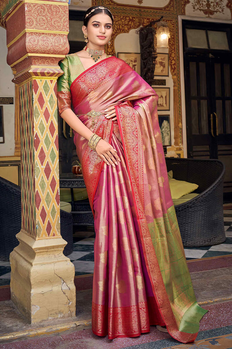 Excellent Green Soft Banarasi Silk Saree With Embrocation Blouse Piece